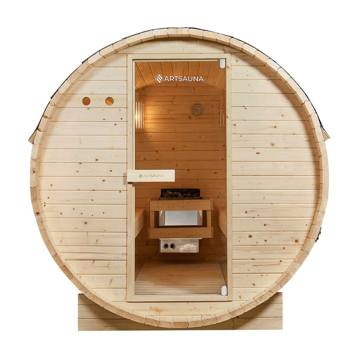 Sauna tonneau Spitzberg avec poêle de sauna