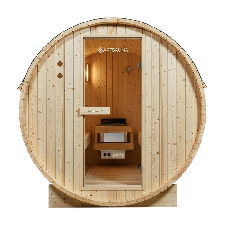 Sauna tonneau Spitzberg avec poêle de sauna