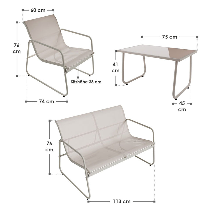 Ensemble de mobilier de jardin Genua 4 pièces avec table et banc