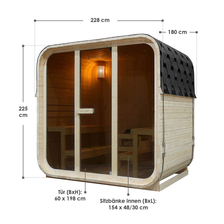 Sauna tonneau carré pour 6 personnes Fjora