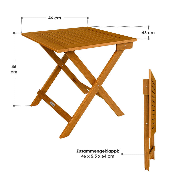 Klappbarer Holztisch für Balkon & Garten