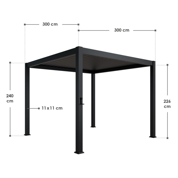 Lamellendach Tahiti 3 x 3 m inkl. 2x Seitenwand 3 m