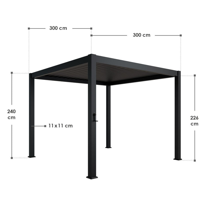Lamellendach Tahiti 3 x 3 m inkl. 1x Seitenwand 3 m