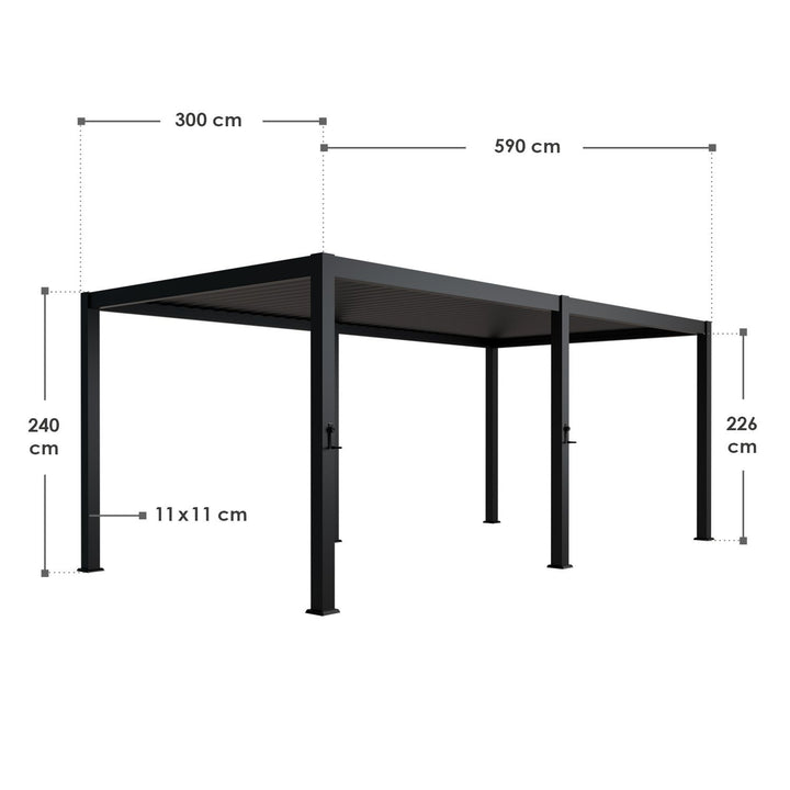 Lamellendach Tahiti 3 x 5,9 m inkl. 2x Seitenwand 3 m