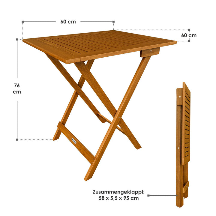 Klappbarer Holztisch für Balkon & Garten