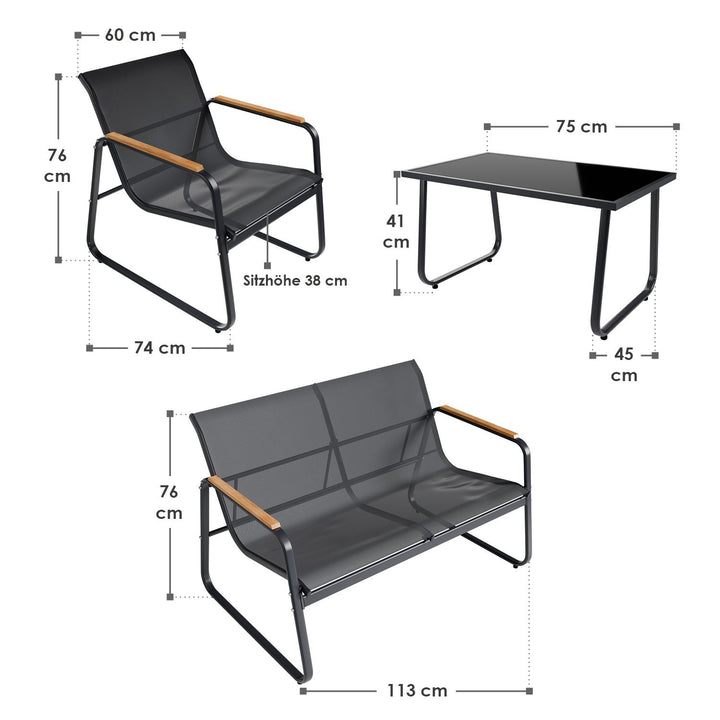 Ensemble de mobilier de jardin Genua 4 pièces avec table et banc
