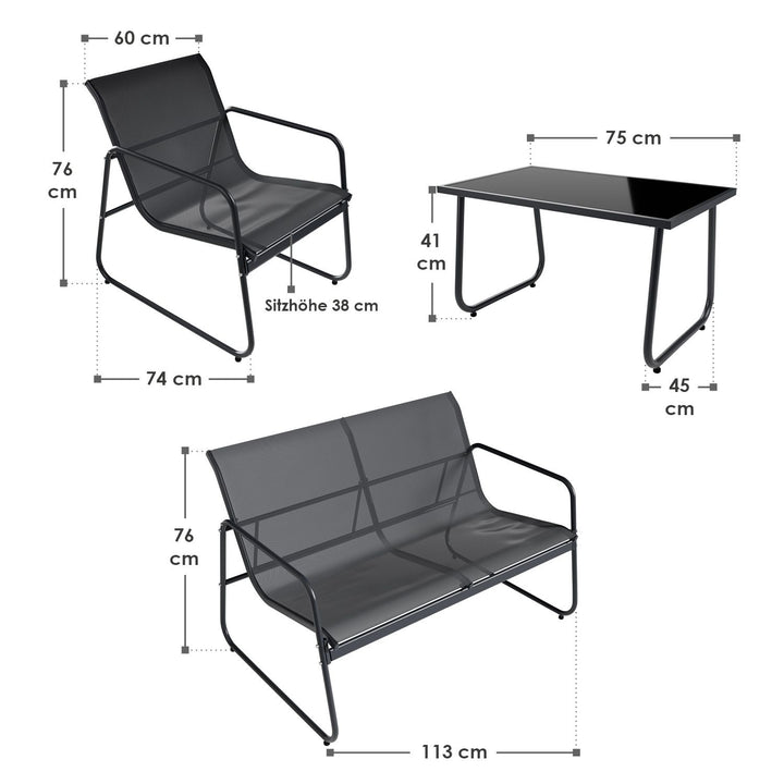 Ensemble de mobilier de jardin Genua 4 pièces avec table et banc