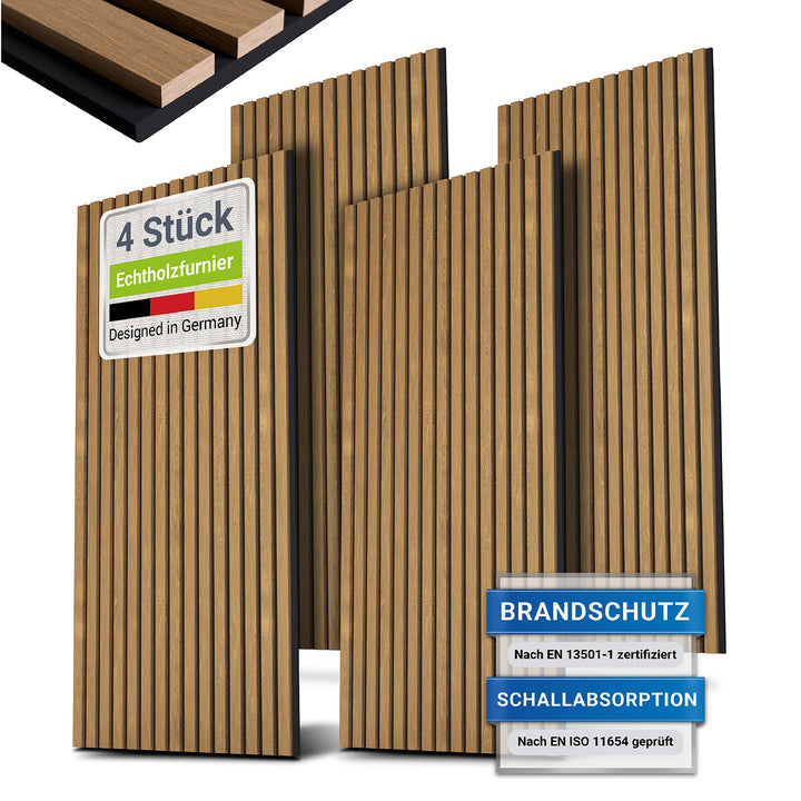 Akustikpaneele Holzoptik 4er Set