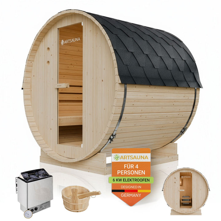 Sauna tonneau Spitzberg avec poêle de sauna