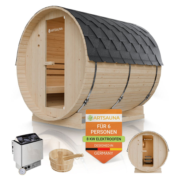 Sauna tonneau Spitzberg avec poêle de sauna
