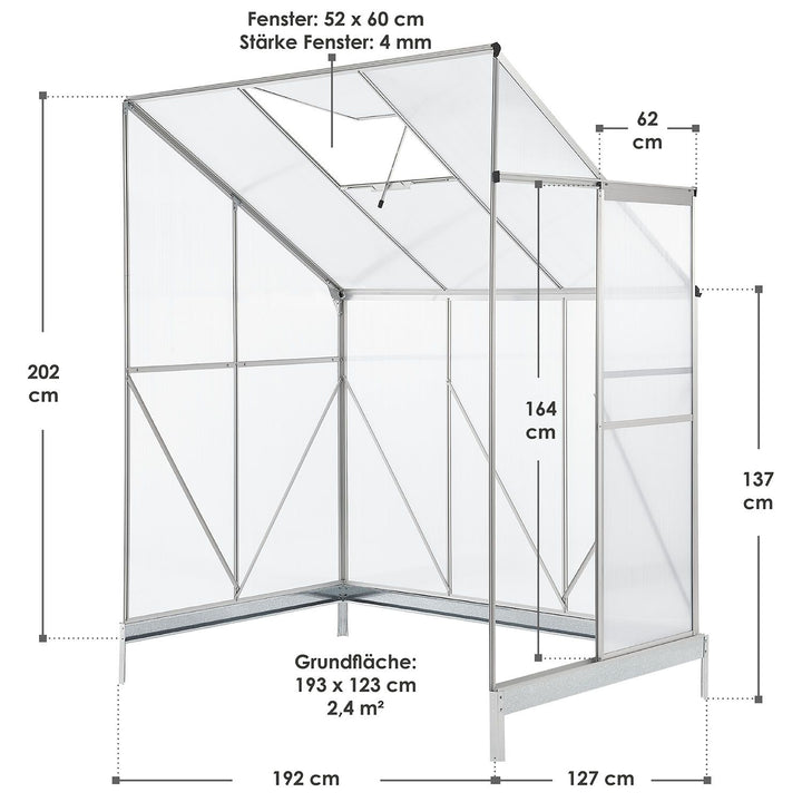 Aluminium Gewächshaus mit Fundament