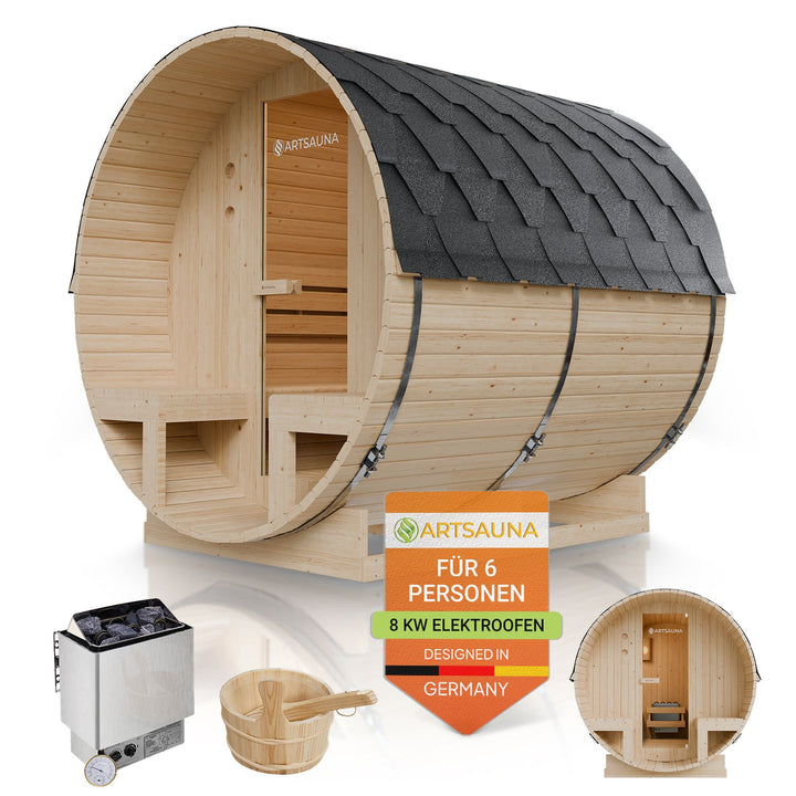 Sauna tonneau Spitzberg avec poêle de sauna