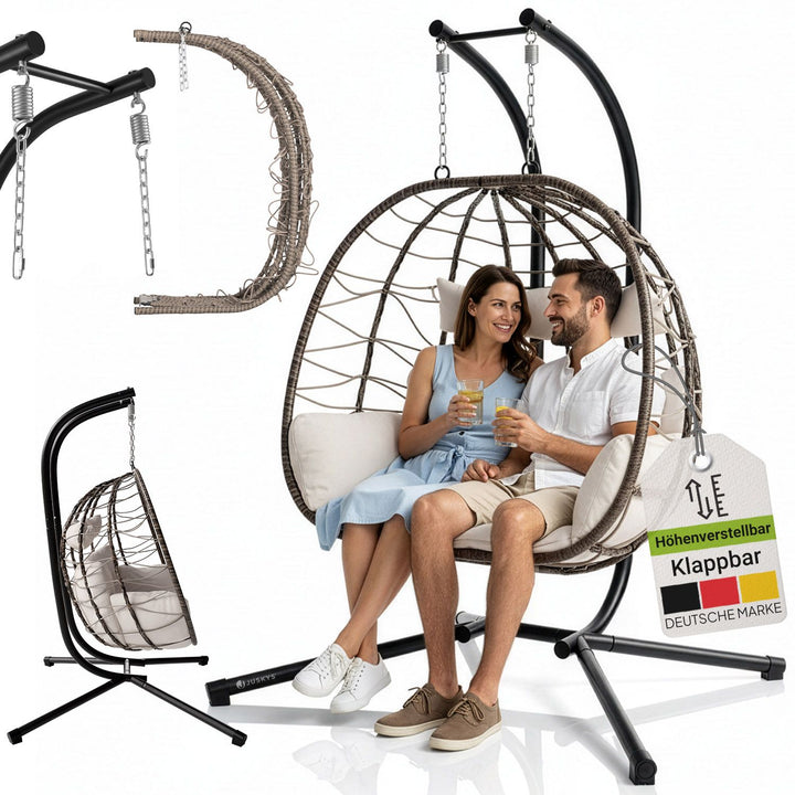 Fauteuil suspendu double en polyrotin Aria