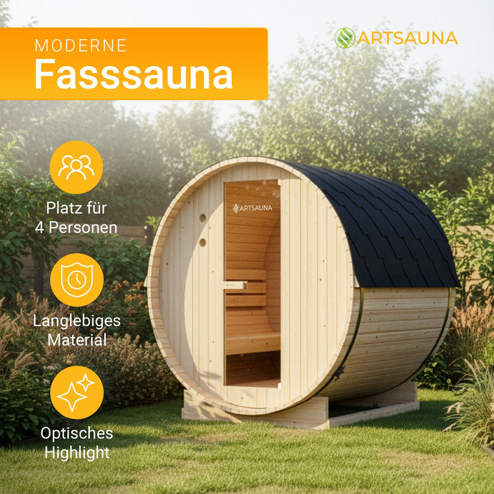 Sauna tonneau Spitzberg avec poêle de sauna