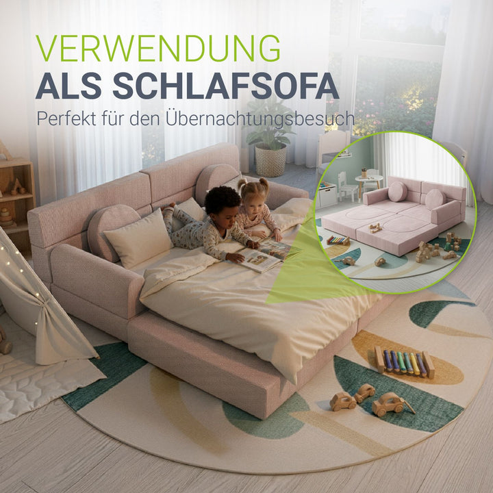 Kindersofa Kayo mit Cord Bezug & Kissen