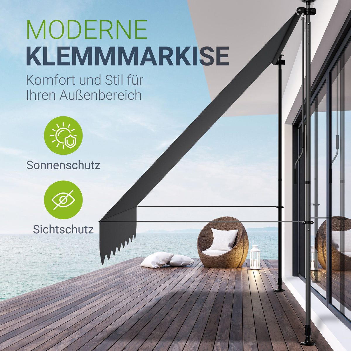 Klemmmarkise Kapstadt mit Handkurbel