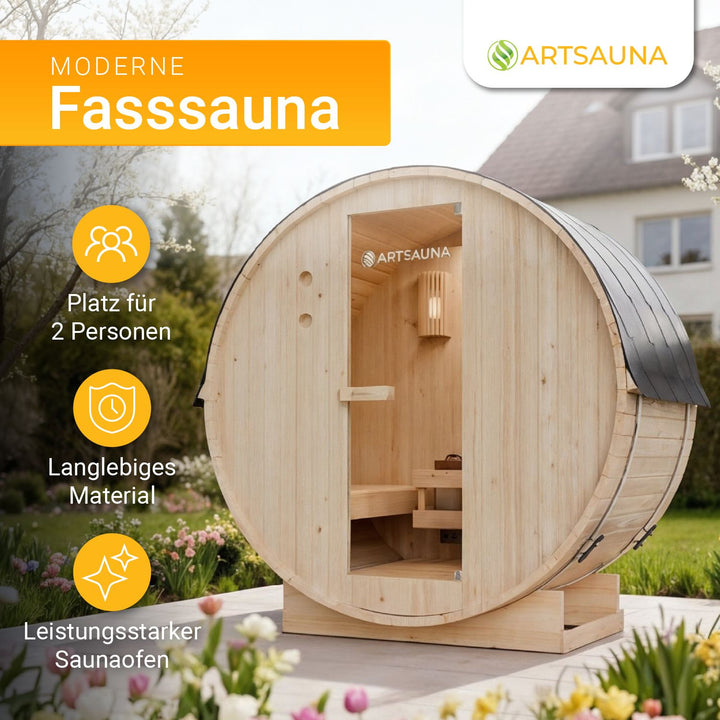 Sauna tonneau Spitzberg avec poêle de sauna