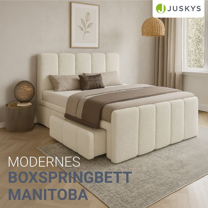 Lit à sommier tapissier Manitoba - Tissu bouclé