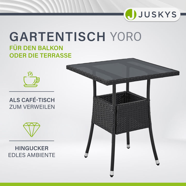 Eckiger Polyrattan Gartentisch Yoro
