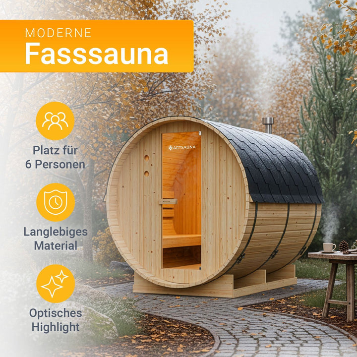 Sauna tonneau Spitzberg avec poêle de sauna
