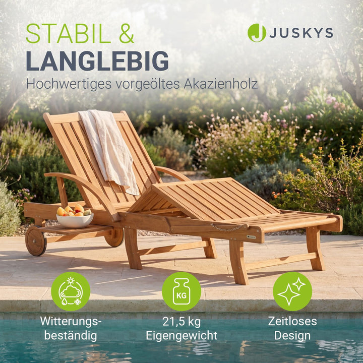 Chaise longue pliante de balcon SunScape en bois d'acacia