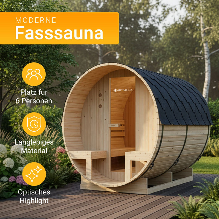 Sauna tonneau Spitzberg avec poêle de sauna