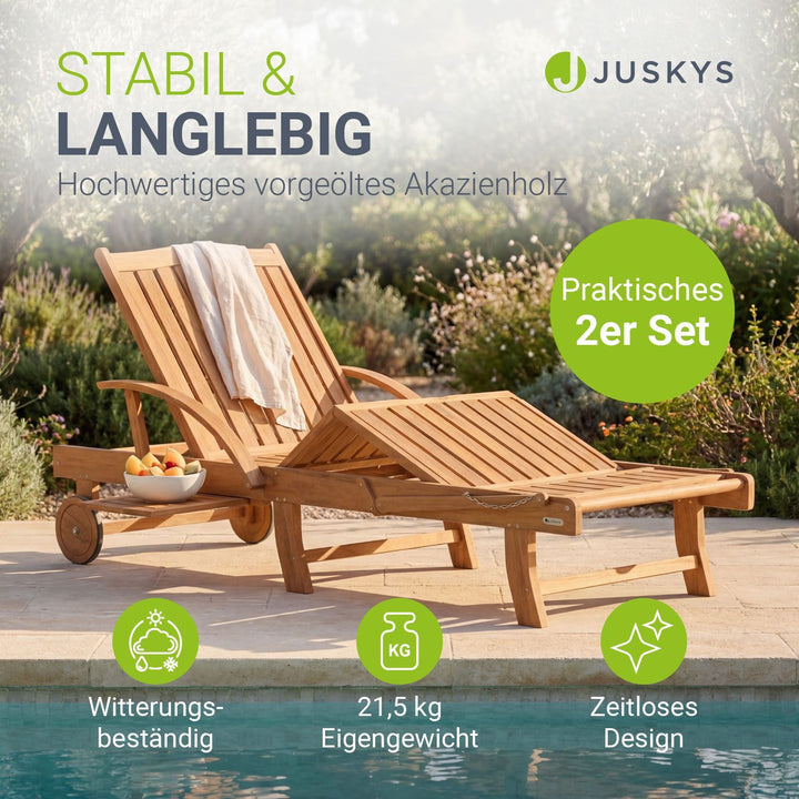 Chaise longue pliante de balcon SunScape en bois d'acacia