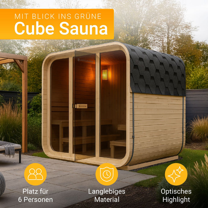 Sauna tonneau carré pour 6 personnes Fjora