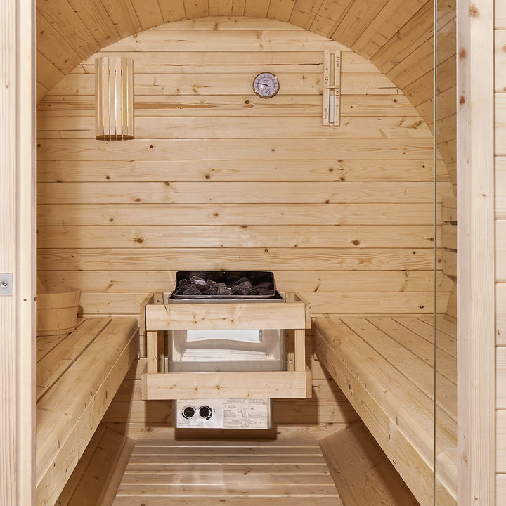 Sauna tonneau Spitzberg avec poêle de sauna