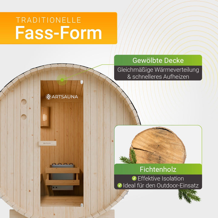 Sauna tonneau Spitzberg avec poêle de sauna