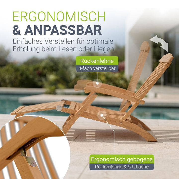 Bain de soleil de jardin résistant aux intempéries en bois huilé