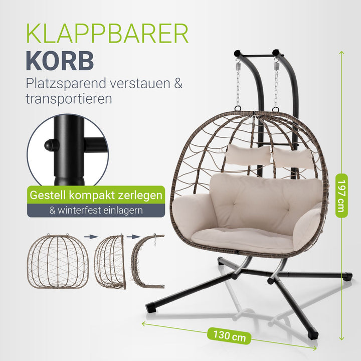 Fauteuil suspendu double en polyrotin Aria