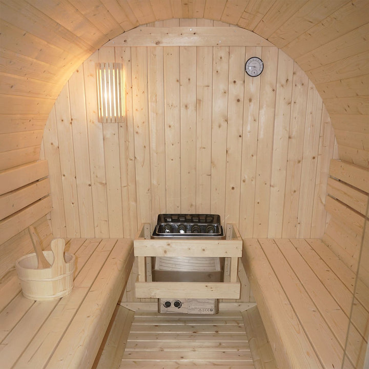 Sauna tonneau Spitzberg avec poêle de sauna