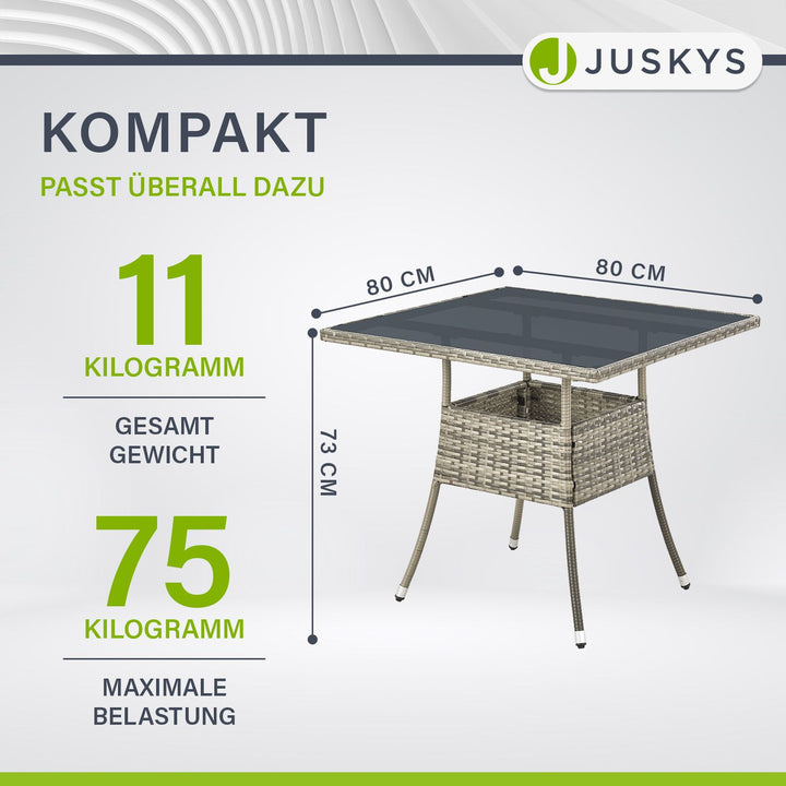 Eckiger Polyrattan Gartentisch Yoro