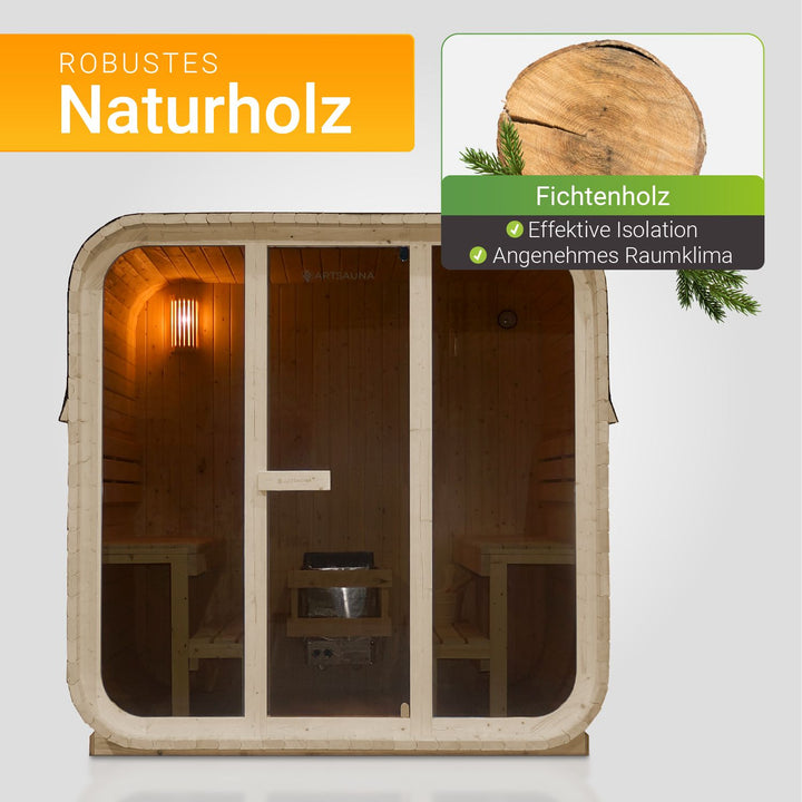 Sauna tonneau carré pour 6 personnes Fjora