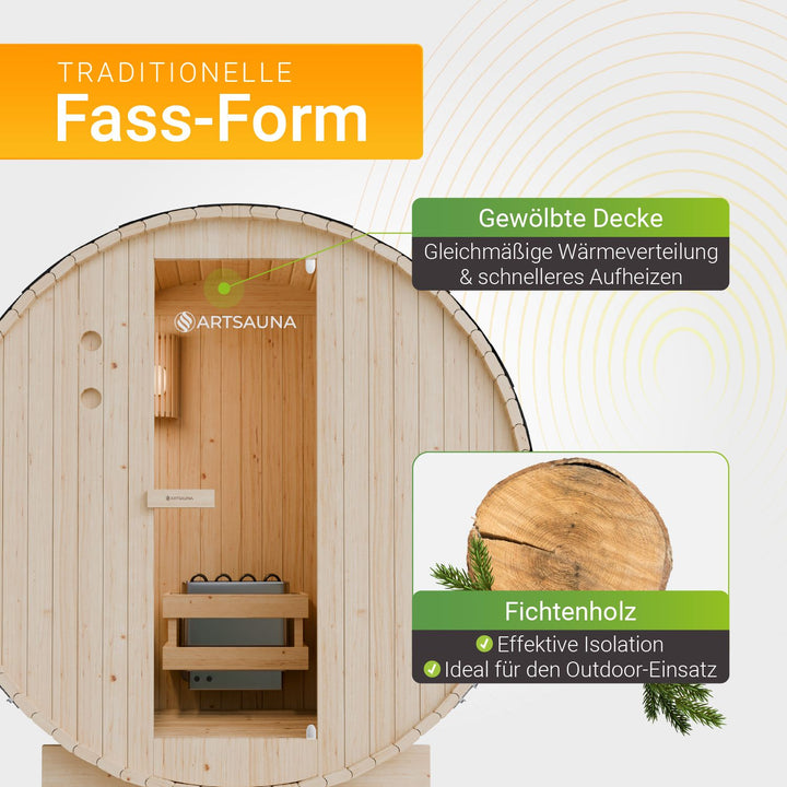 Sauna tonneau Spitzberg avec poêle de sauna