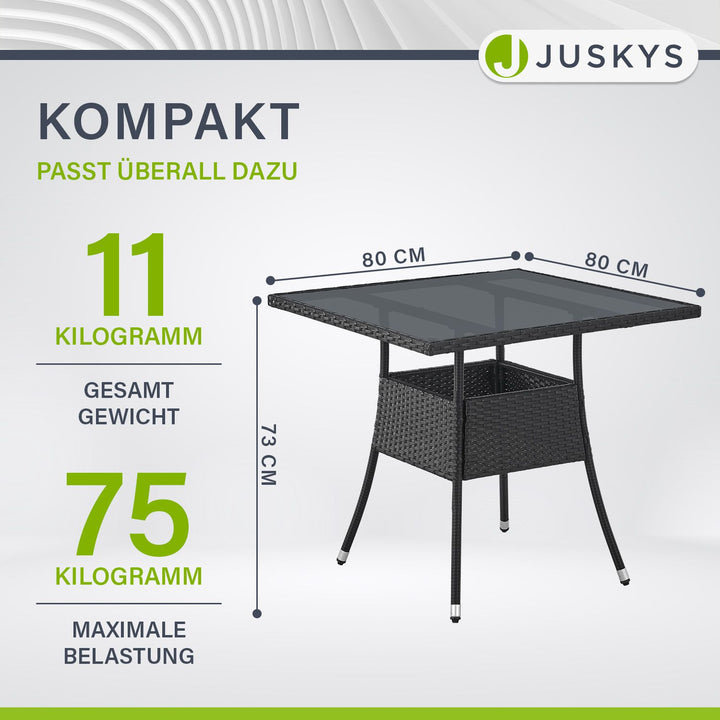 Eckiger Polyrattan Gartentisch Yoro