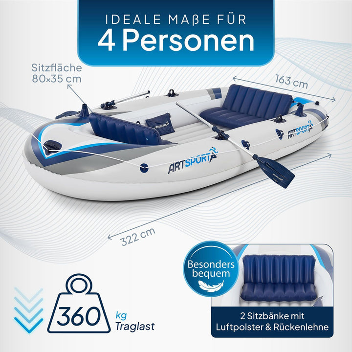 Bateau à aubes gonflable avec deux bancs - 3,22 m