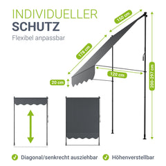 Klemmmarkise Kapstadt mit Handkurbel