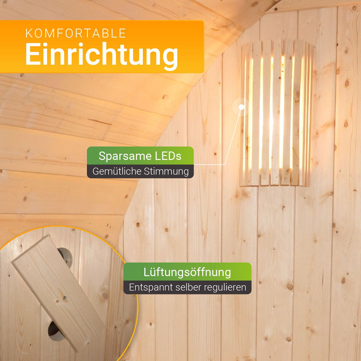 Sauna tonneau Spitzberg avec poêle de sauna