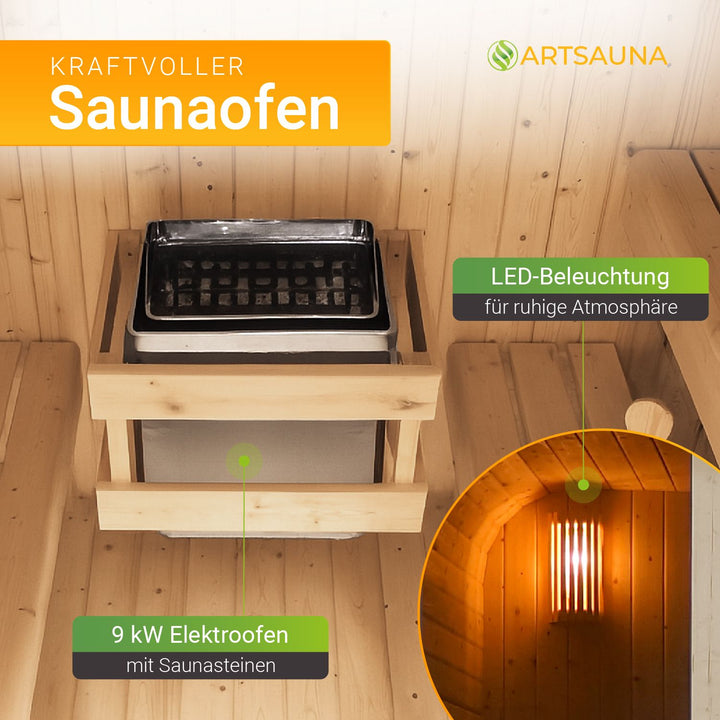Sauna tonneau carré pour 6 personnes Fjora