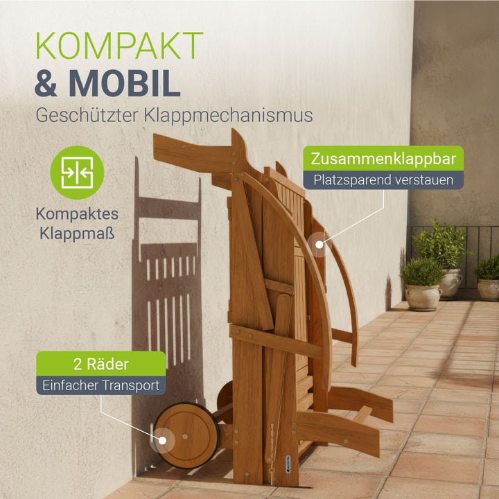 Chaise longue pliante de balcon SunScape en bois d'acacia