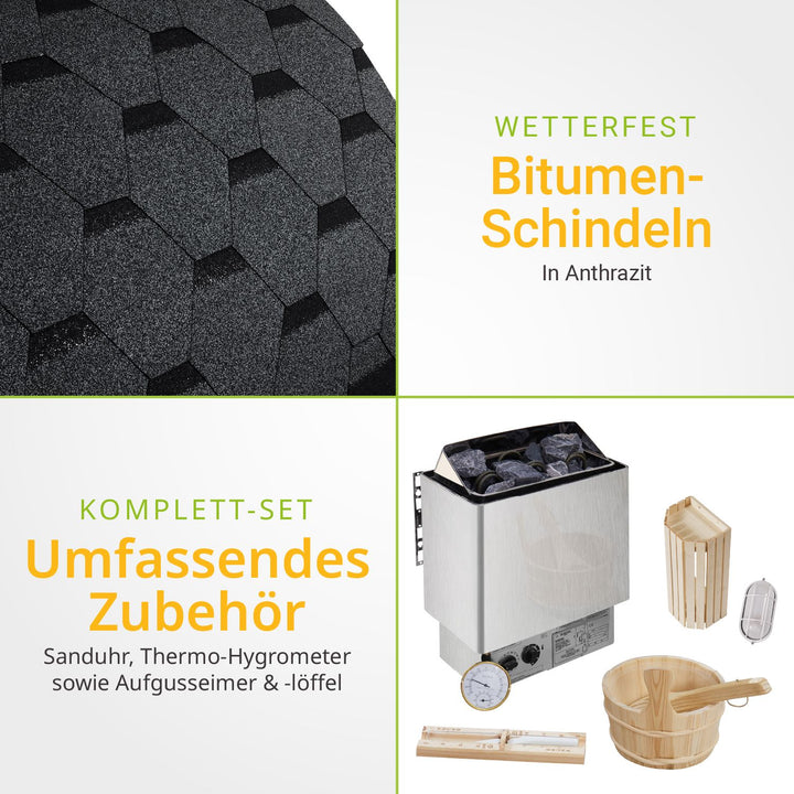 Sauna tonneau Spitzberg avec poêle de sauna