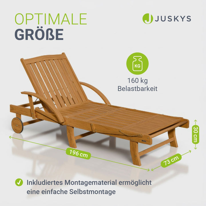 Chaise longue pliante de balcon SunScape en bois d'acacia