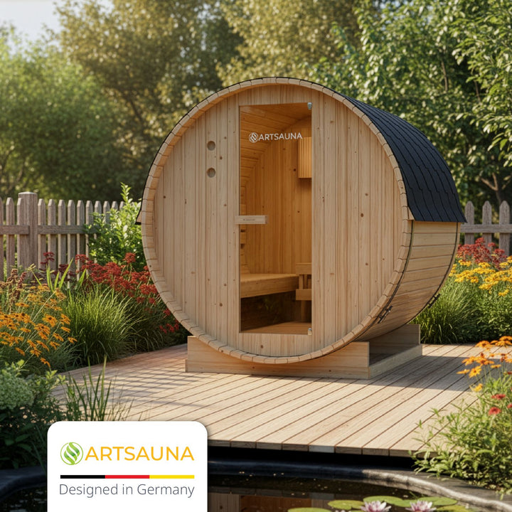 Sauna tonneau Spitzberg avec poêle de sauna