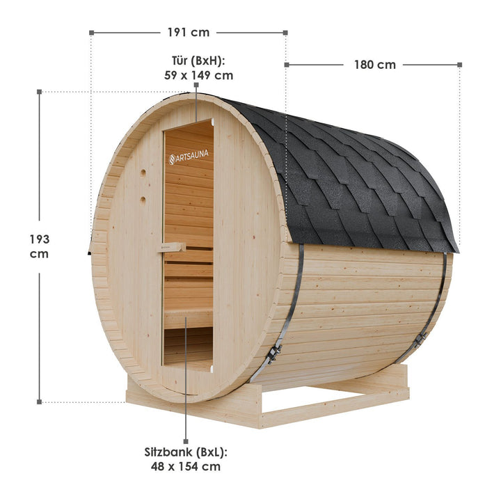 Sauna tonneau Spitzberg avec poêle de sauna
