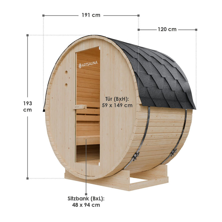 Sauna tonneau Spitzberg avec poêle de sauna