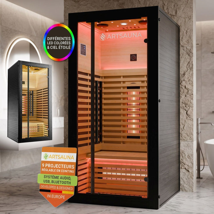 Cabine de sauna infrarouge Trondheim 90 - Noir