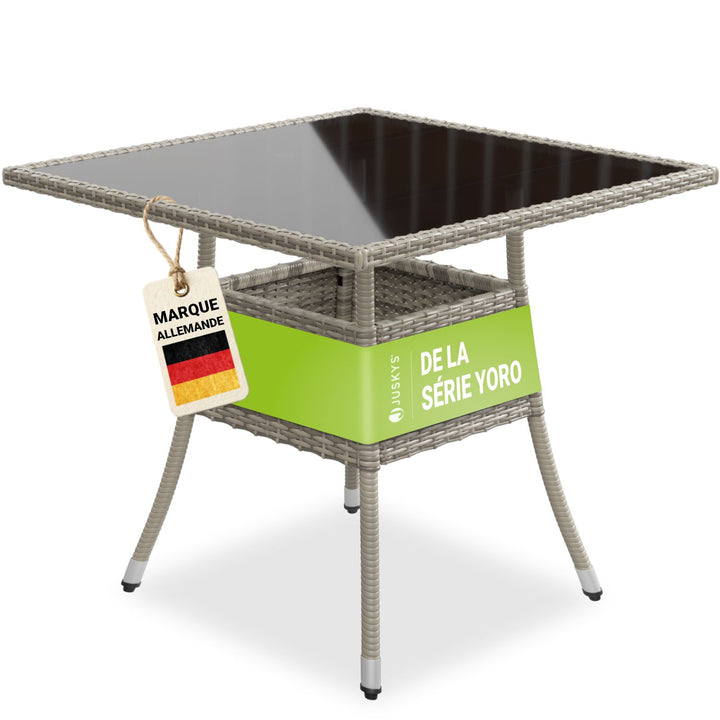 Table de jardin carrée en polyrotin Yoro