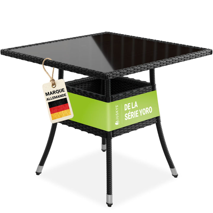Table de jardin carrée en polyrotin Yoro